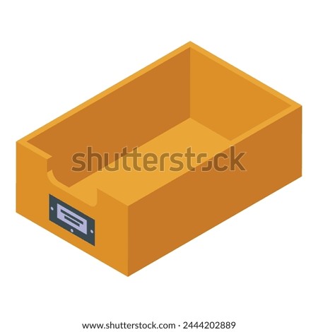 Carton paper tray icon isometric vector. Office empty box. Case shelf desk