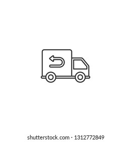 Carton parcel with return sign isolated icon. - VECTOR