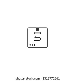 Carton parcel with return sign isolated icon. - VECTOR