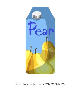 Carton pear juice box vector illustration. Pear puree, juice in box on white background. Beverage, shopping concept