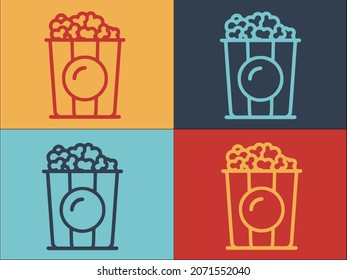 Carton Popcorn Logo, Simple Flat Icon of cinema,snack,carton