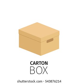 Carton rectangular closed box pack. Vector flat item isolated on white