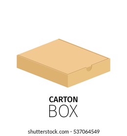 Carton rectangular low box pack. Vector flat item isolated on white
