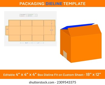 Carton Regular Slotted  Box Dieline Template, SVG, Ai, EPS, PDF, DXF,  JPG, PNG