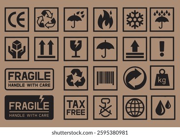carton shipping sign vector set