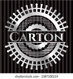 Carton silver badge. Vector Illustration. Mosaic.