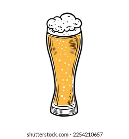 Carton sketch style beer glass vector art. 