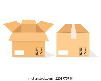 cajas cuadradas de cartón en vista abierta y cerrada