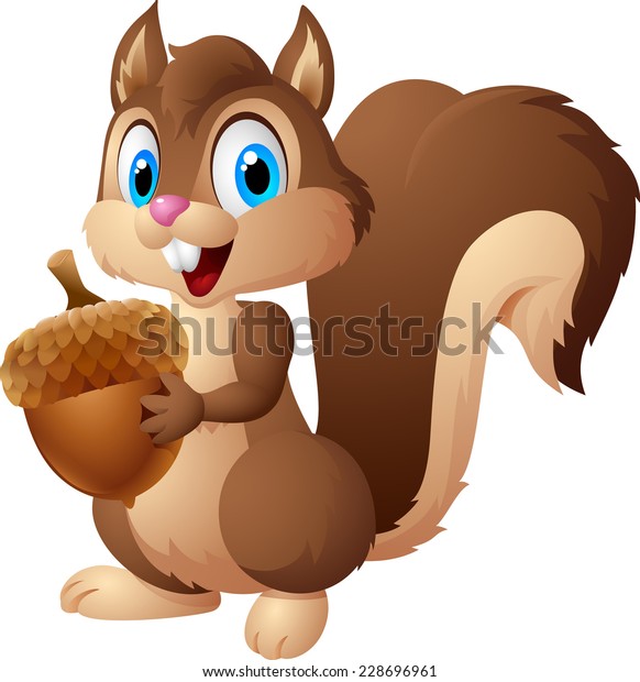 Carton Squirrel Holding Acorn Stock Vector Royalty Free 228696961