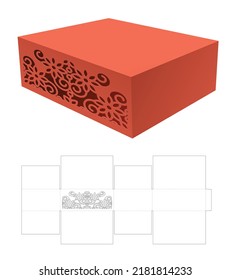 Carton with stenciled pattern die cut template and 3D mockup