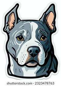 Carton sticker of cute American Pitbull white background