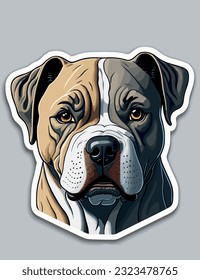 Carton sticker of cute American Pitbull white background