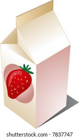 Carton of strawberry milk, illustration in isometric 3d style