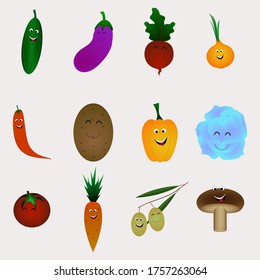 Carton  vegetables set. Vector illustration. Isolated various vector