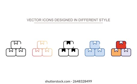 Design de ícone de caixas com ilustração de estoque de fundo branco