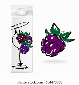 cartons of juice, blackberry, vector