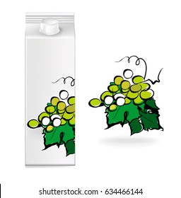 cartons with juice, grapes, vector