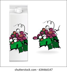 cartons with juice, grapes, vector