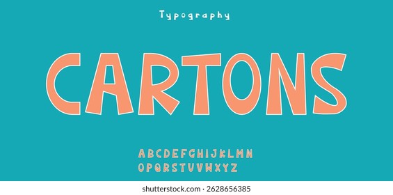 Cartons modern alphabet,  digital font for dynamic tech logo, powerful headline, advanced typography. Vector typeset