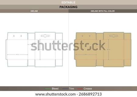Cartons suitcases dieline, customizable packaging template with fold structure and die line for secure transport and retail presentation
