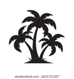 Cartoom palm trees silhouettes, isolated on white. Vector