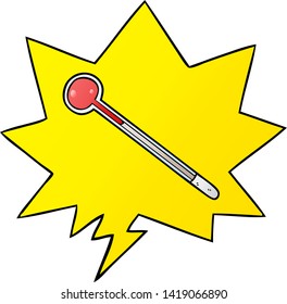 Cartoom-Thermometer mit Sprachblase in glattem Farbverlauf-Stil