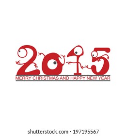 Cartoon 2015 New Year's with monsters