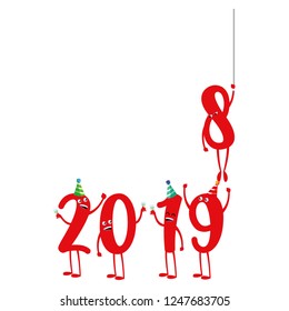 cartoon 2019 numbers design
