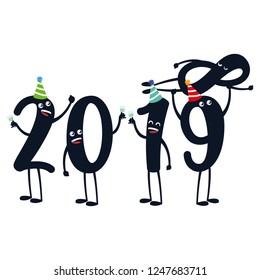 cartoon 2019 numbers design