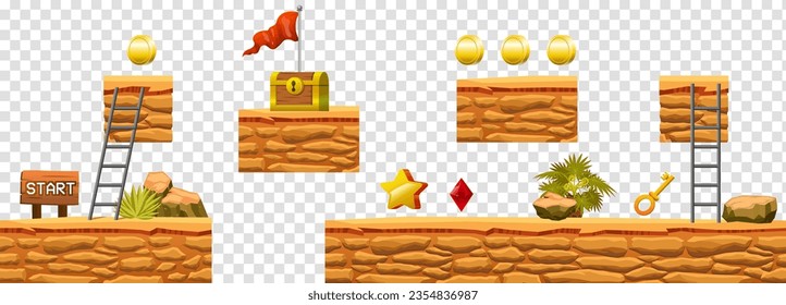 Cartoon 2D Vector Isolated Desert Platform For Game Development