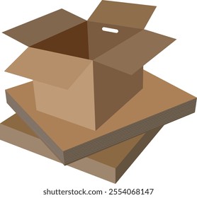 Cartoon 3d box realistic vector illustration isolated on white background