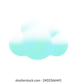 Caricatura en 3d coloridas nubes esponjosas. Vector suave gradiente verde de la nube mágica sobre fondo blanco. 3d Forma de burbuja pastel de hadas de hadas de render, ilustración geométrica de cumulo de fantasía redonda para diseño, juego, aplicación.