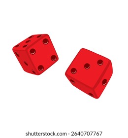 Cartoon 3D dice vector illustration for casino themes, gaming and entertainment concepts