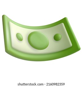Billete de 3 d dólares de dibujos animados aislado de fondo blanco. Color realista símbolo o icono lindo. Dulce y brillante elemento de dinero. Ilustración vectorial para los negocios de juegos, banca, finanzas.