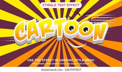 Cartoon 3d editable text effect vector file with cute background