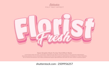 cartoon 3d editable text effect, Fresh Florist words theme.