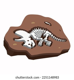 Cartoon 3d fossil triceratops. vector illustration.