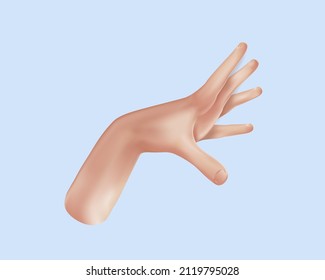 Cartoon 3d hands. Realistic vector Hand . Peace sign, ok sign tap, point out hand, high five hand Men and women arms Decoration 3d object isolated. Vector illustration