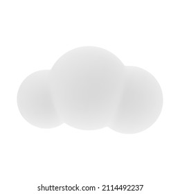 Cartoon 3D Illustration of Cloud or Smoke with Shadow Effect on White
