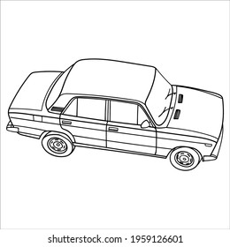 Cartoon 3D isometric classic sedan model. City transport car traffic road. Sedan motor car. Urban classic motor vehicle. Auto infographic traffic route. isometric doodle automobile
