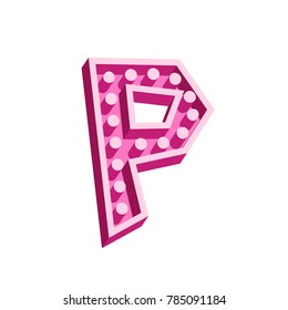 Cartoon 3d Pink Letter P Vector Illustration