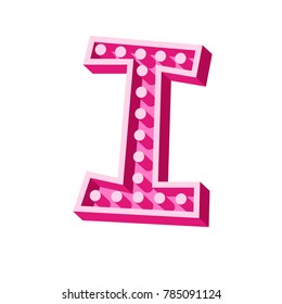 Cartoon 3d pink letter I vector illustration