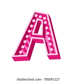 Cartoon 3d pink letter A vector illustration