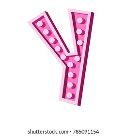 Cartoon 3d pink letter Y vector illustration