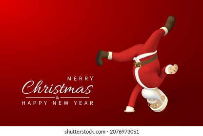 Cartoon 3D realistic Santa Claus. Character for Christmas designs. Vector illustration.