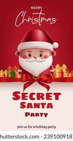 Secret Santa for Christmas party banner, gift box 27769311 Vector Art at  Vecteezy