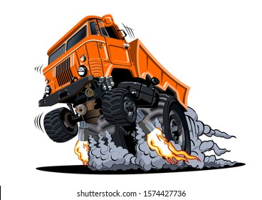 Cartoon 4x4 muscle truck isolated on white background. Available EPS-10 vector format separated by groups and layers with transparency effects for one-click recolour