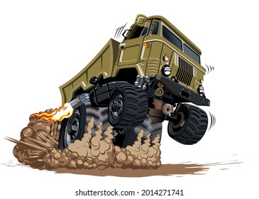 Cartoon 4x4 muscle truck isolated on white background. Available EPS-10 vector format separated by groups and layers with transparency effects for one-click repaint