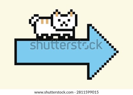 Cartoon 8 bit cute cat kitty decor kitten character pixel design.