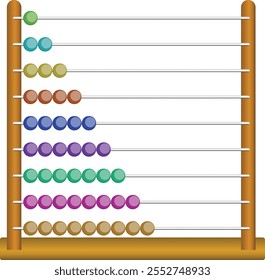 Cartoon abacus. Horizontal abacus toy. baby learning numbers and colors. Toy for children education. Playing concept. Abacus counting frame. Calculating tool with beads sliding on wires.